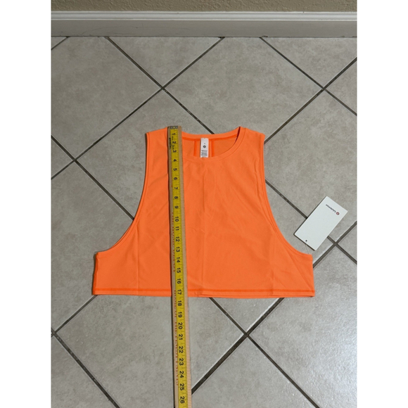 LULULEMON MUSCLE LOVE CROP TANK TOUGH HIGHLIGHT ORANGE SZ 10 - Picture 5 of 10